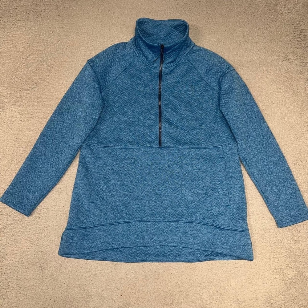 LL Bean Flex Forward Sweater Women's Size M Blue Textured Quilted ½ Zip Pullover